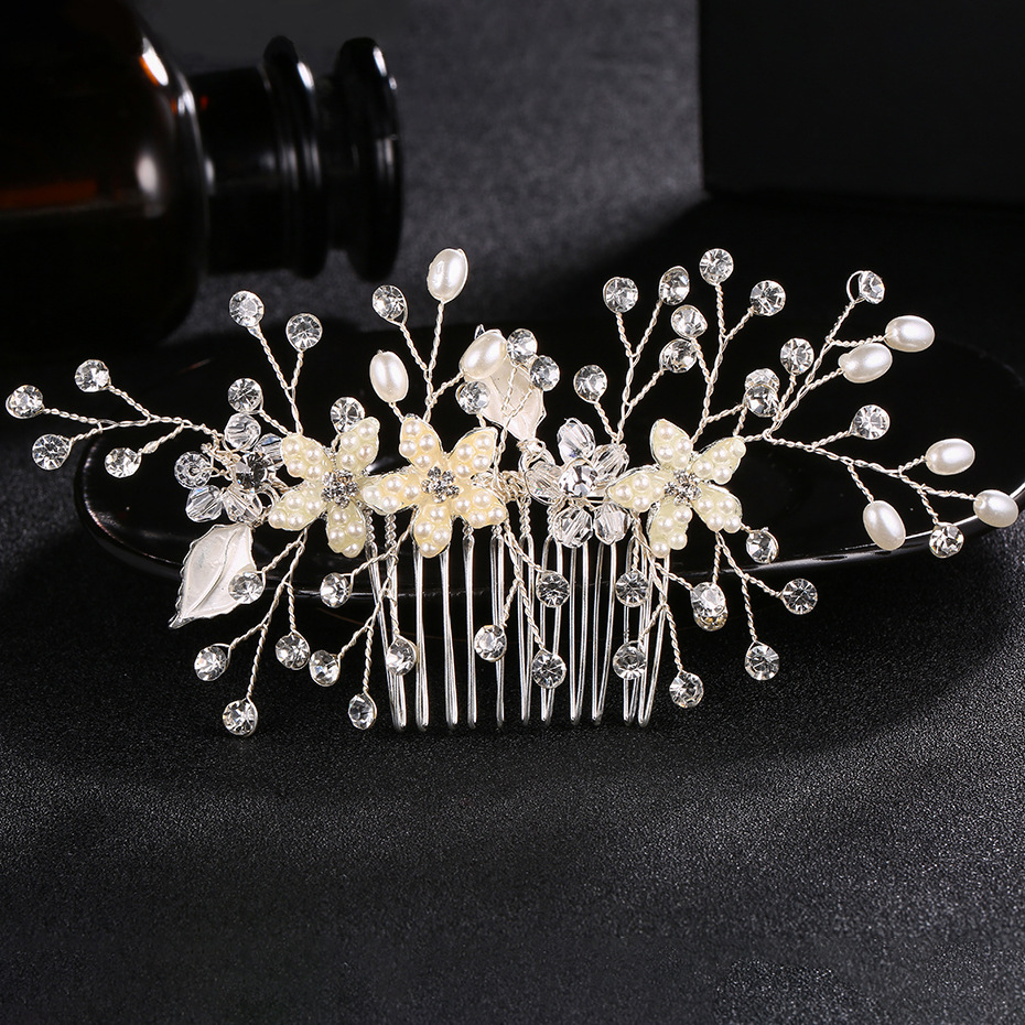 Bride Ornament Hot Sale in Europe and America Wedding Hair Comb Wedding Dress Photo Accessories Pearl Hair Comb Wedding Updo Hair Accessories