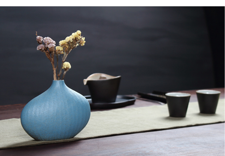 日式风格粗陶小花插 迷你陶瓷花瓶办公家居摆设陶艺瓷花瓶小摆件