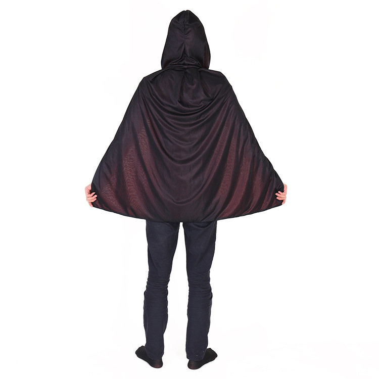 新款万圣节服装男黑红短款披风斗篷舞台装吸血鬼化装舞会带帽子