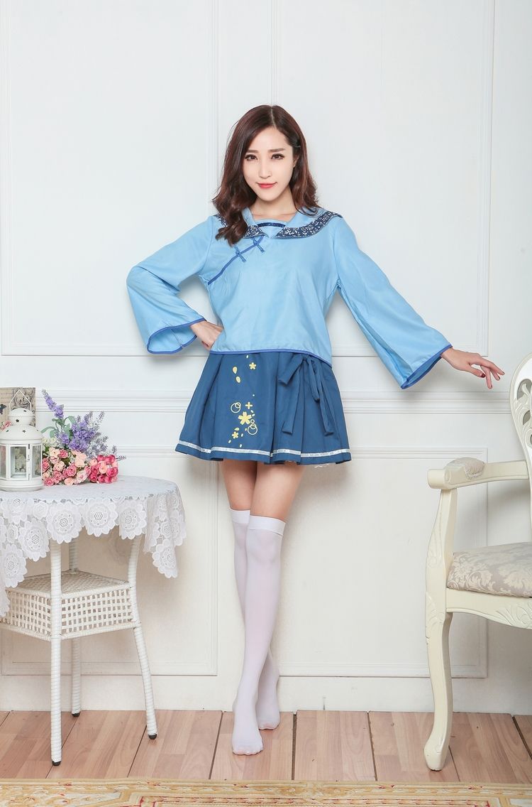 毕业照拍摄 软妹裙青花瓷图案儒雅情怀民国风学生服少女裙汉元素