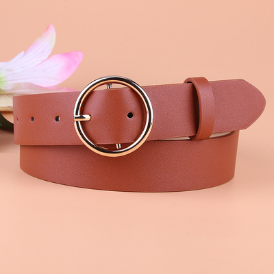 爆款女士腰带 圆扣休闲简约百搭女式牛仔裤配饰皮带女士 厂家直销