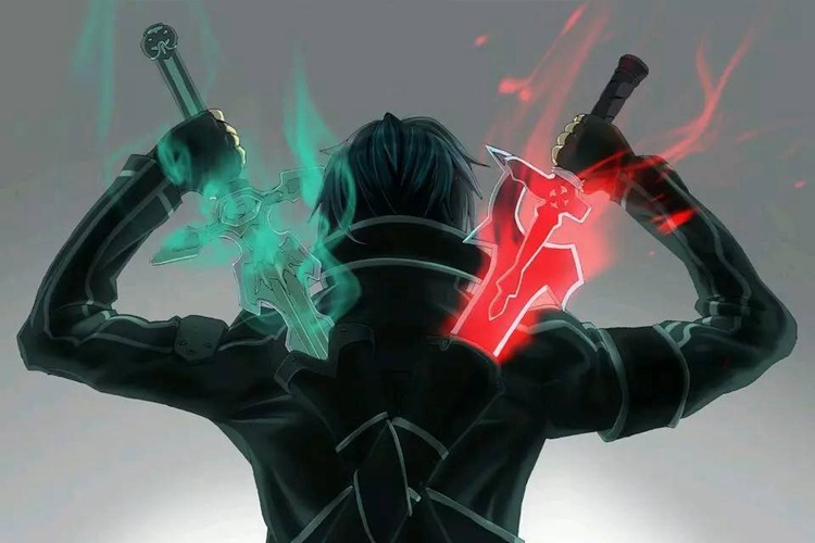 动漫刀剑神域武器 桐人黑白剑阐释者逐暗者22厘米鞘刀合金兵器