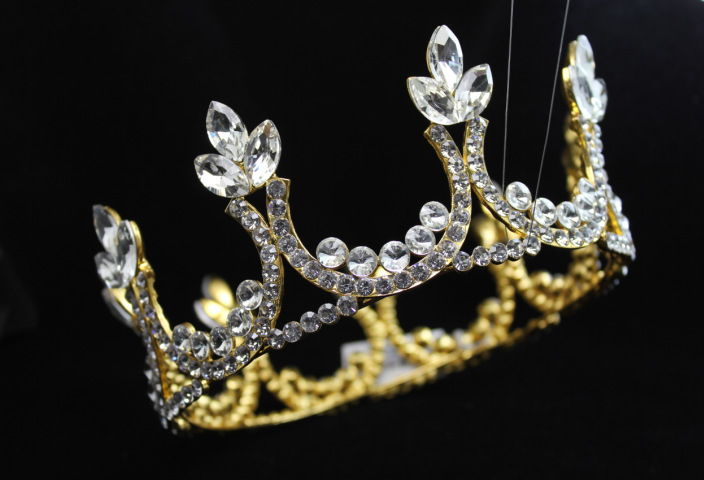 欧美新款新娘饰品 儿铜皇冠 时尚百搭圆形影楼百搭发饰