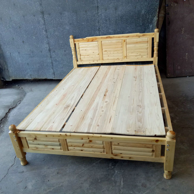 成都木床简易柏木床出租房经济实惠床工地用床圆脚车柱床实木床