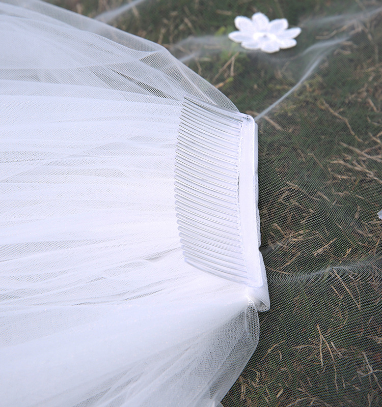 2017新款结婚头纱拍照摄影3米星星花拖尾长款头纱婚纱配件批发