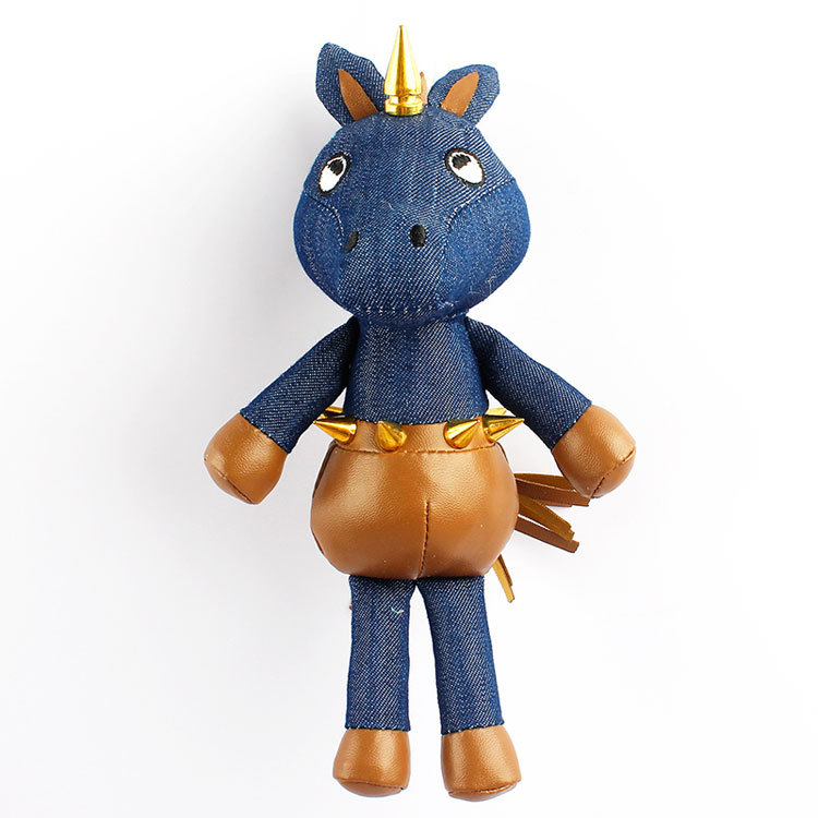 恐龙挂件 牛仔布铆钉挂饰公仔 背包饰品毛绒玩具厂家定制