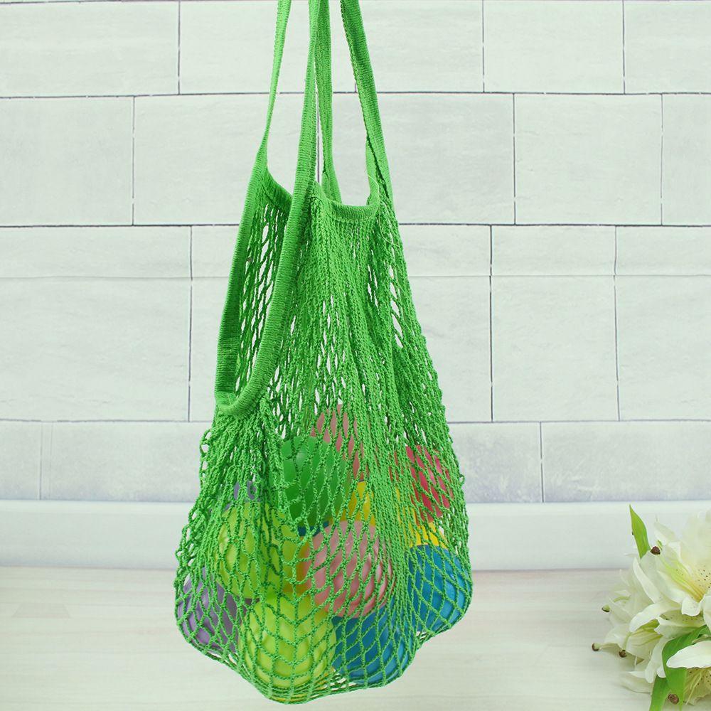 ins人气编织网袋网兜全棉镂空手提袋蔬菜水果网兜绿色街拍手提袋