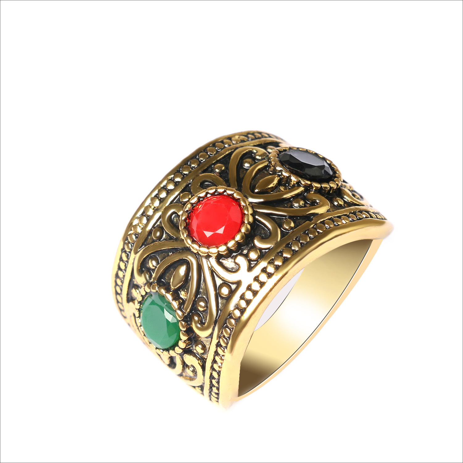 新款首饰欧美复古戒指 金色 精美雕刻 中东外贸出口源单厂家直销