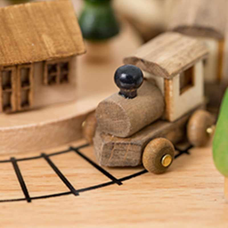 创意音乐盒小火车木质发条八音盒生日情人节精品礼物模型摆件