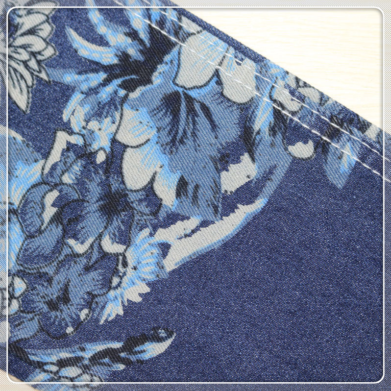 厂家直销 彩拔 印花牛仔 全棉粗狂牛仔布 牛仔印花面料 彩拔裤料