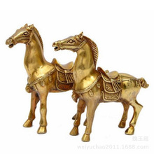 纯铜马一对 马到成功唐马跃马摆件 家居风水摆设铜对马