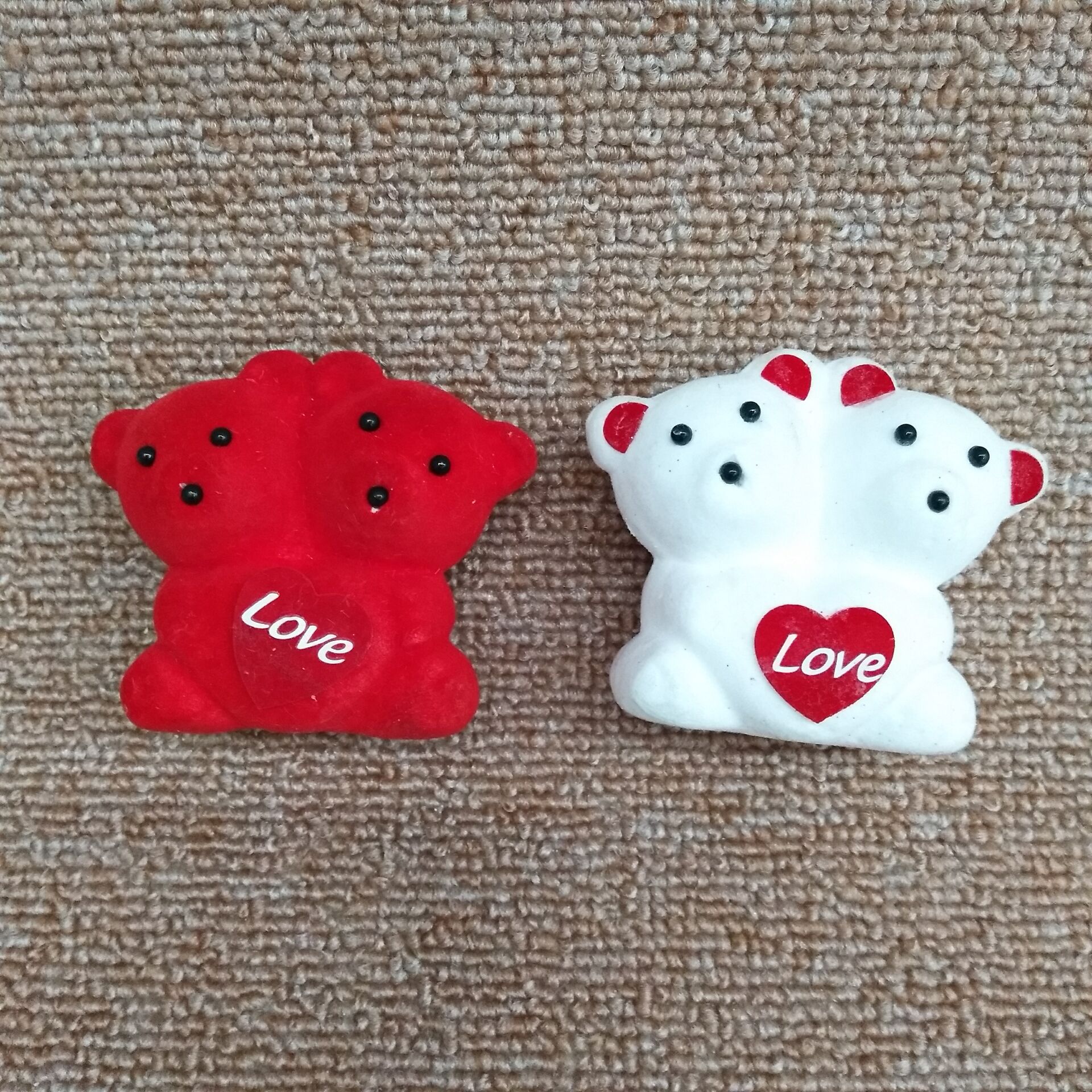 泡沫双头熊9cm 夫妻熊 植绒大红对对熊 手捧花束小熊 厂家直销