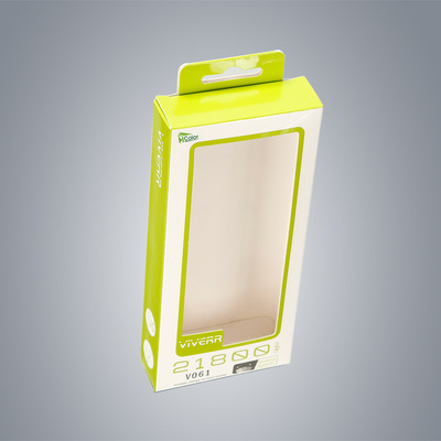 定制单粉卡盒 半透明uv印刷带挂钩可折叠纸盒 手机配件包装小彩盒