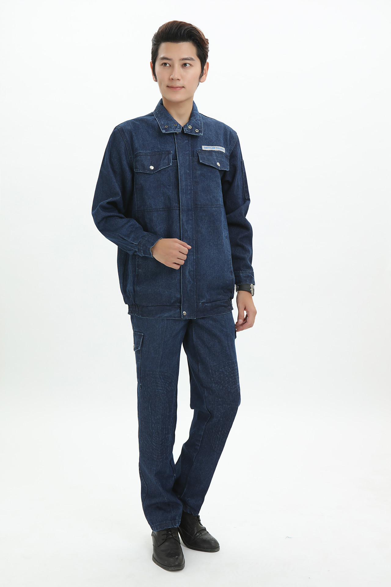 秋冬牛仔工作服 加厚加大工作服 耐磨水洗牛仔工服套装工地电焊服