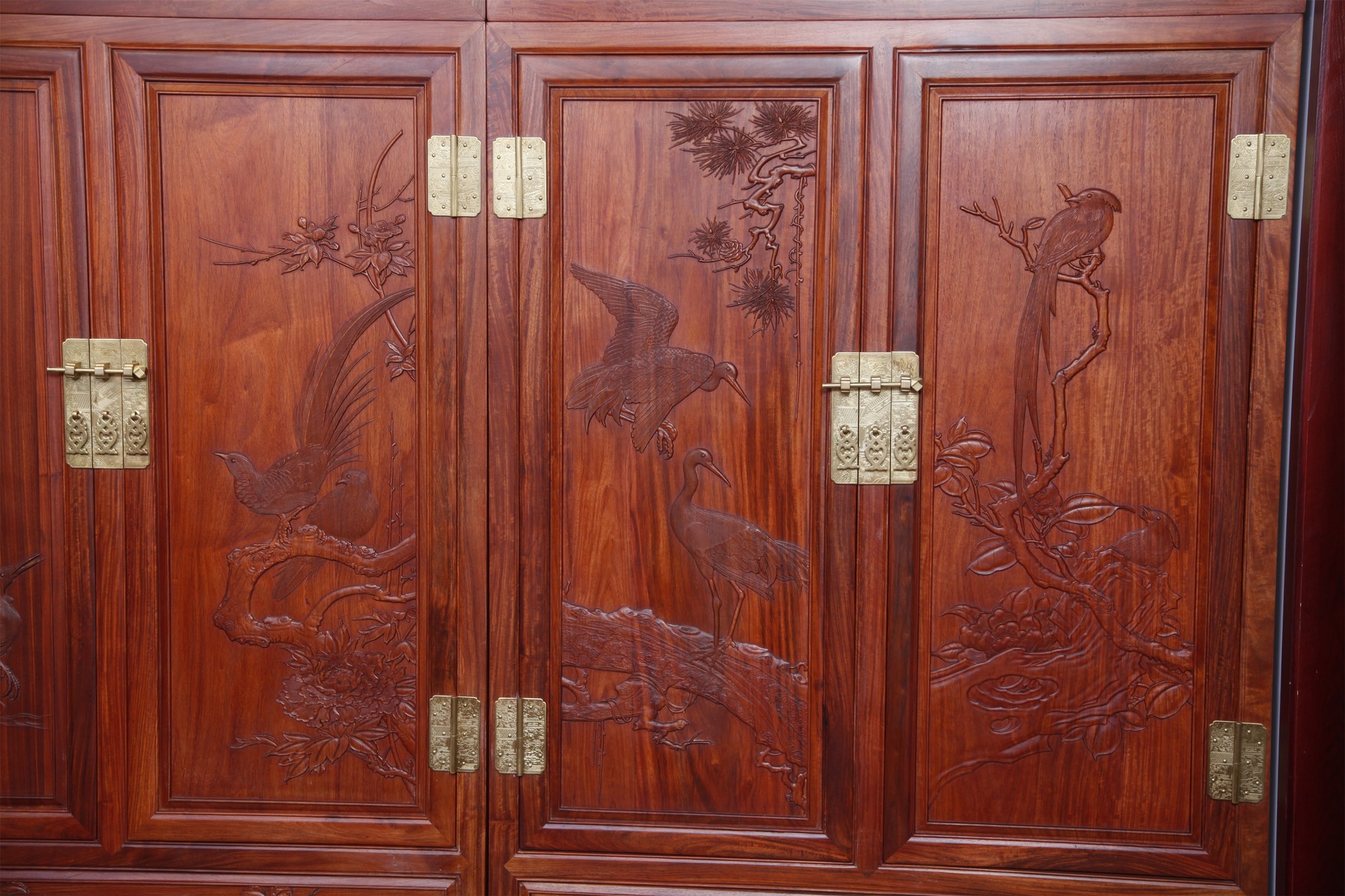 喜鹊报喜顶箱柜大果紫檀红木顶箱柜中式实木家具有缅甸花梨木家