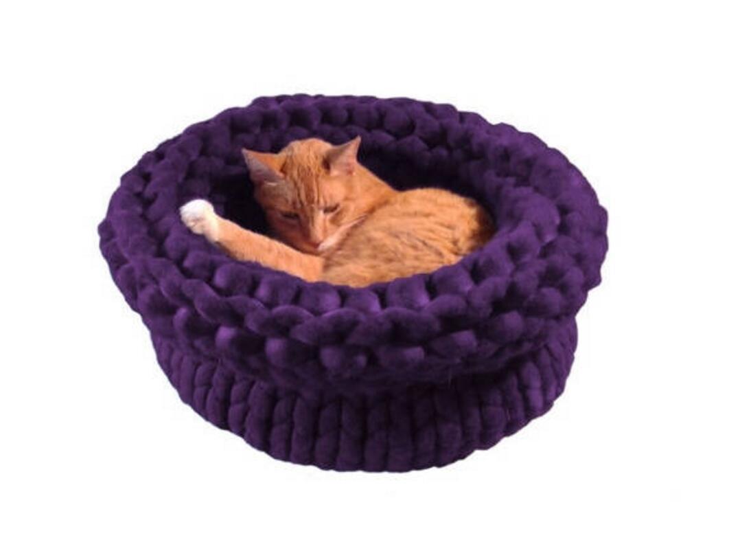 纯手工编织宠物猫窝 超粗冰条宠物窝 亚马逊爆款时尚猫窝狗窝