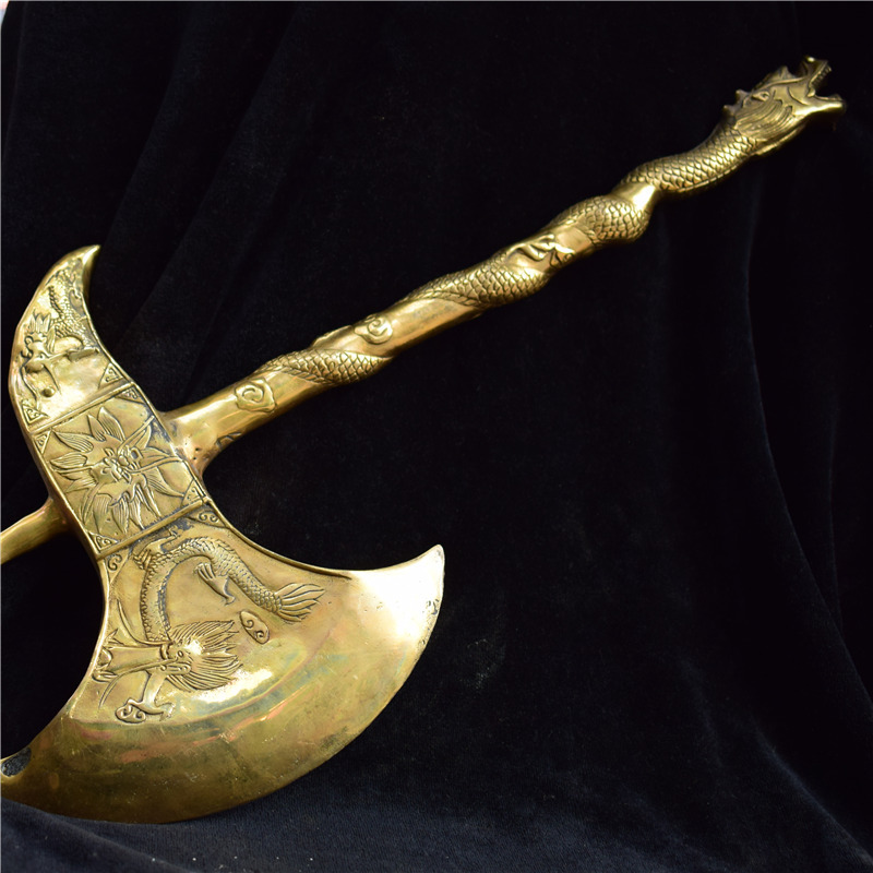 厂家直销纯铜斧头摆件铜斧开运斧头龙头铜斧子风水铜器家居摆设