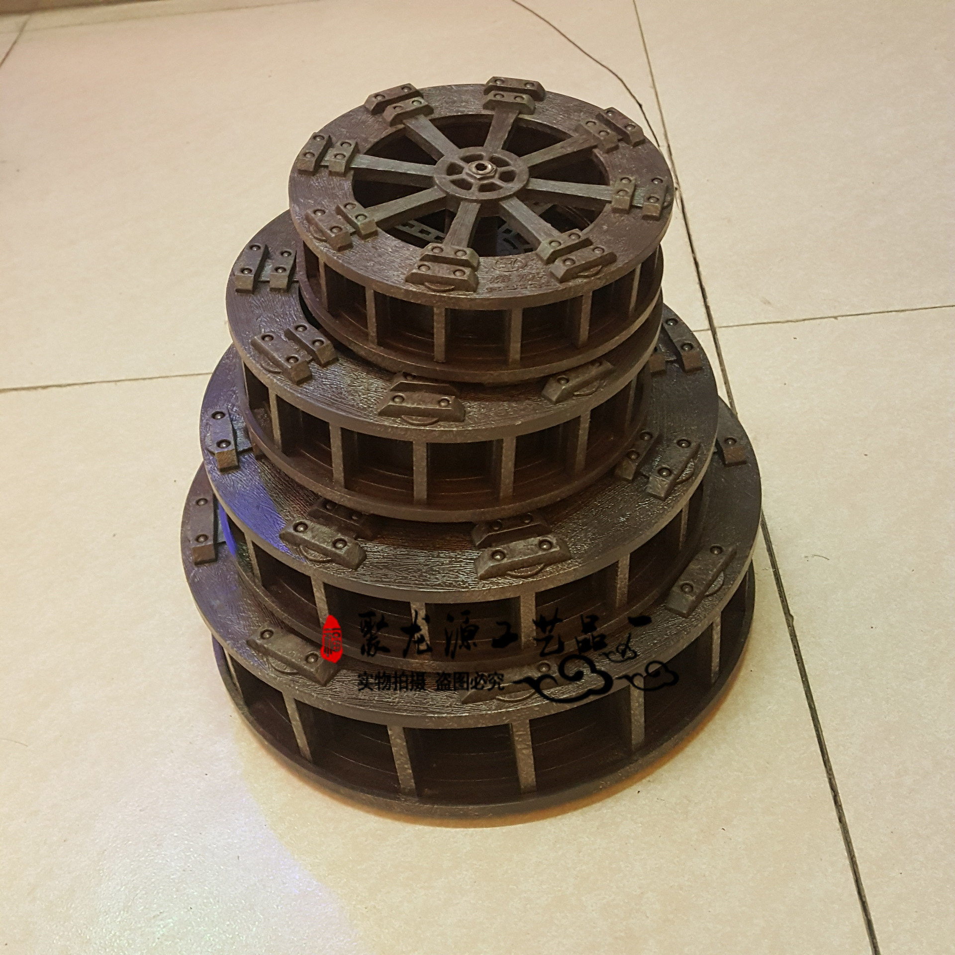 假山造景专用配件水车风水轮小溪流水瀑布喷泉风水轮转运轮咖啡色