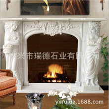 厂家供应大理石汉白玉雕刻制作欧式壁炉/客厅装饰壁炉