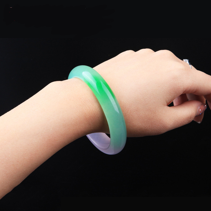 送礼佳品 玉石巴山翠冰种飘花手镯 玉石巴山玉手镯 玉石手镯批发