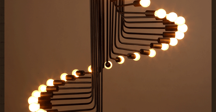 美式乡村loft吊灯复古创意楼梯咖啡厅展厅铁艺工业风螺旋灯直销