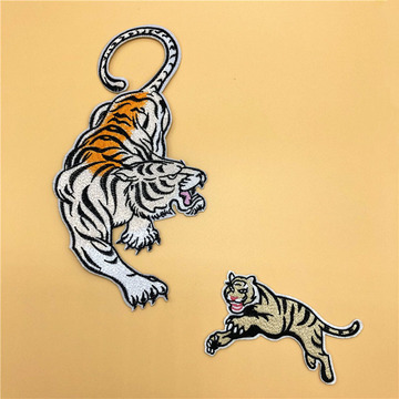 新款老虎刺绣布贴衣服裤子装饰贴标背胶补丁贴卡通动物绣花章现货