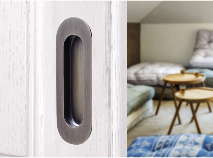 折叠门拉手美式黑色移门推拉扣手抽屉暗装嵌入式不锈钢把手隐形