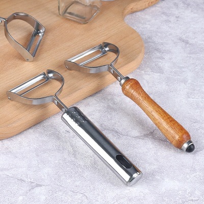 不锈钢木柄刨刀 钢柄削皮器 水果刨刀 果皮刀割皮刀 去皮器