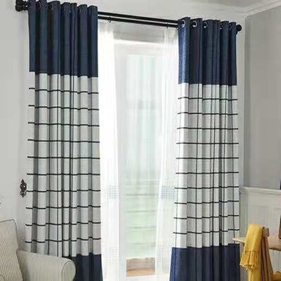 厂家直销雪尼尔格上下一体窗帘遮光布客厅卧室酒店工程窗帘布