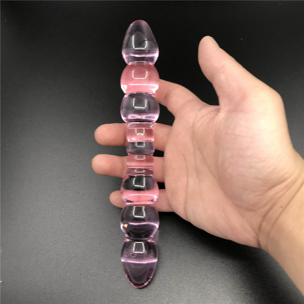 zcz六珠双头水晶玻璃阳具男女成人用品冰火棒自慰器具后庭肛门塞