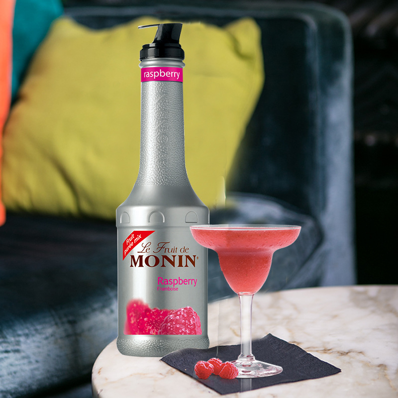 monin莫林覆盆子风味果泥果酱1000ml咖啡鸡尾酒果汁饮料烘培调酒