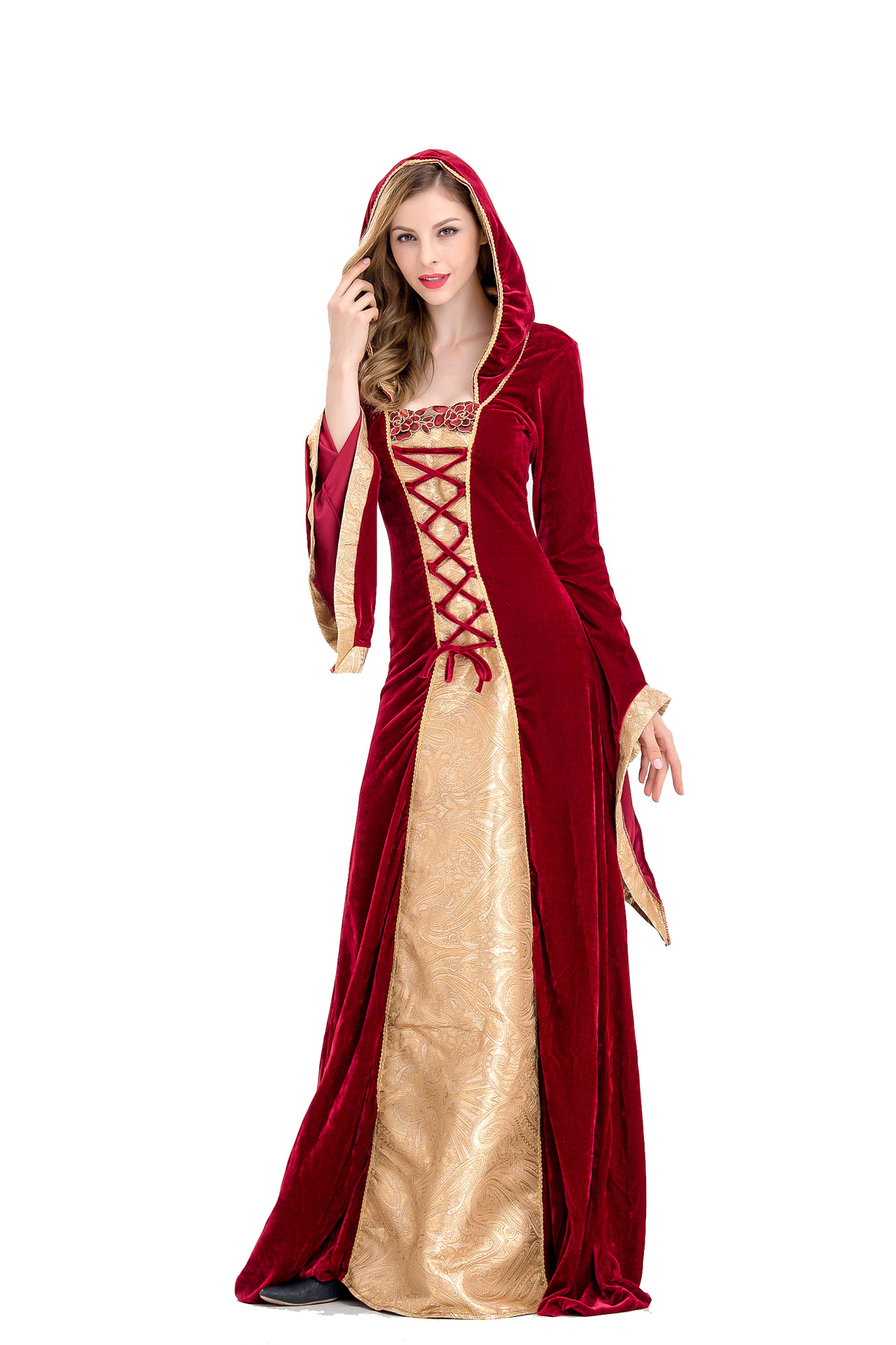 万圣节欧洲复古宫廷长裙小红帽连衣裙 女王皇后歌剧话剧摄影服装