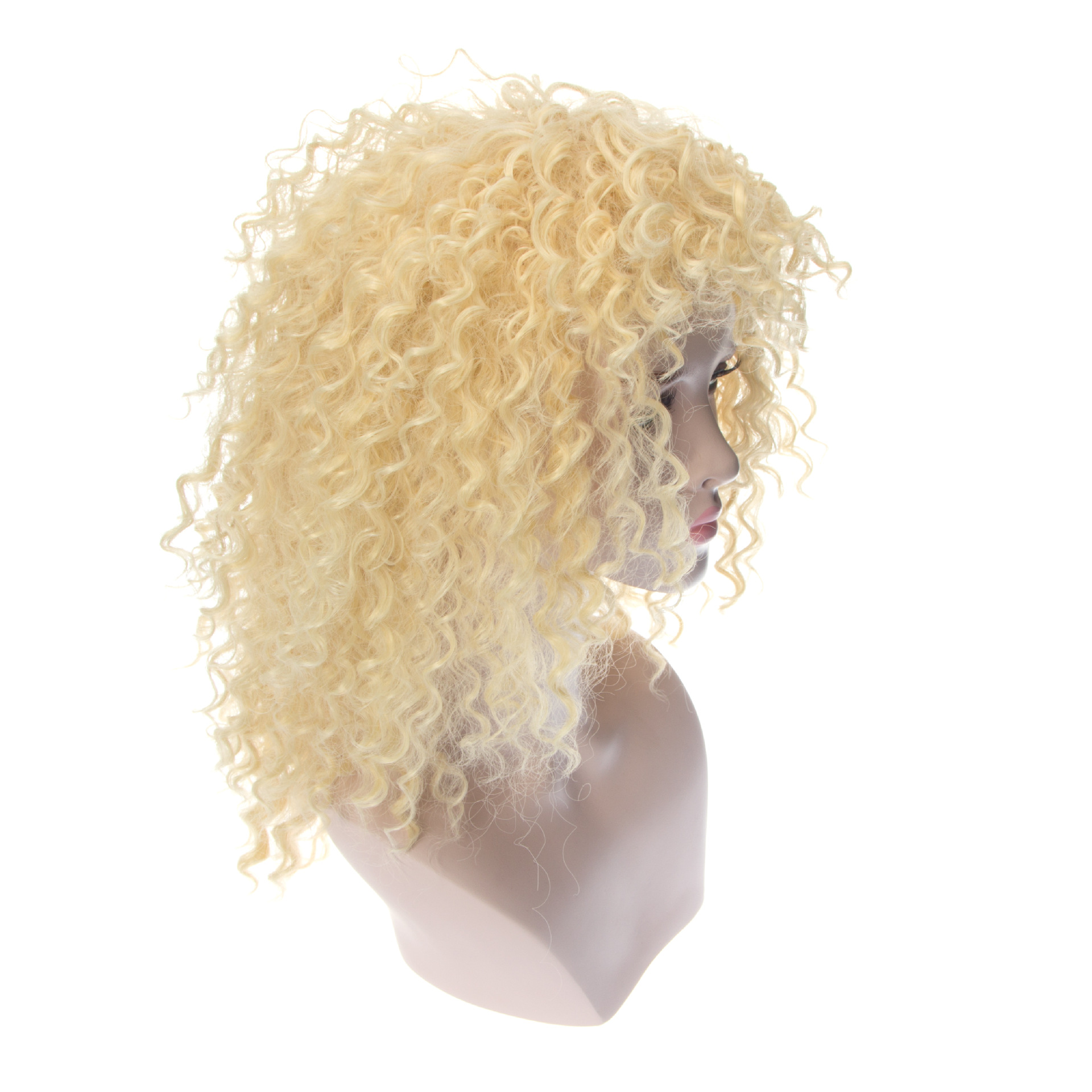 跨境货源 欧美玉米须小卷发 化纤哑光高温丝假发发套 玉米卷假发