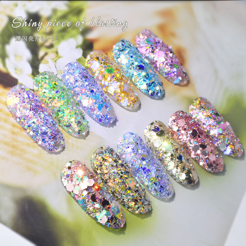 Cross-Border 12-Color Light Changing Onion Powder Magic Color Shimmering Powder Sequins Glitter Color Change Sequins Size Mixed