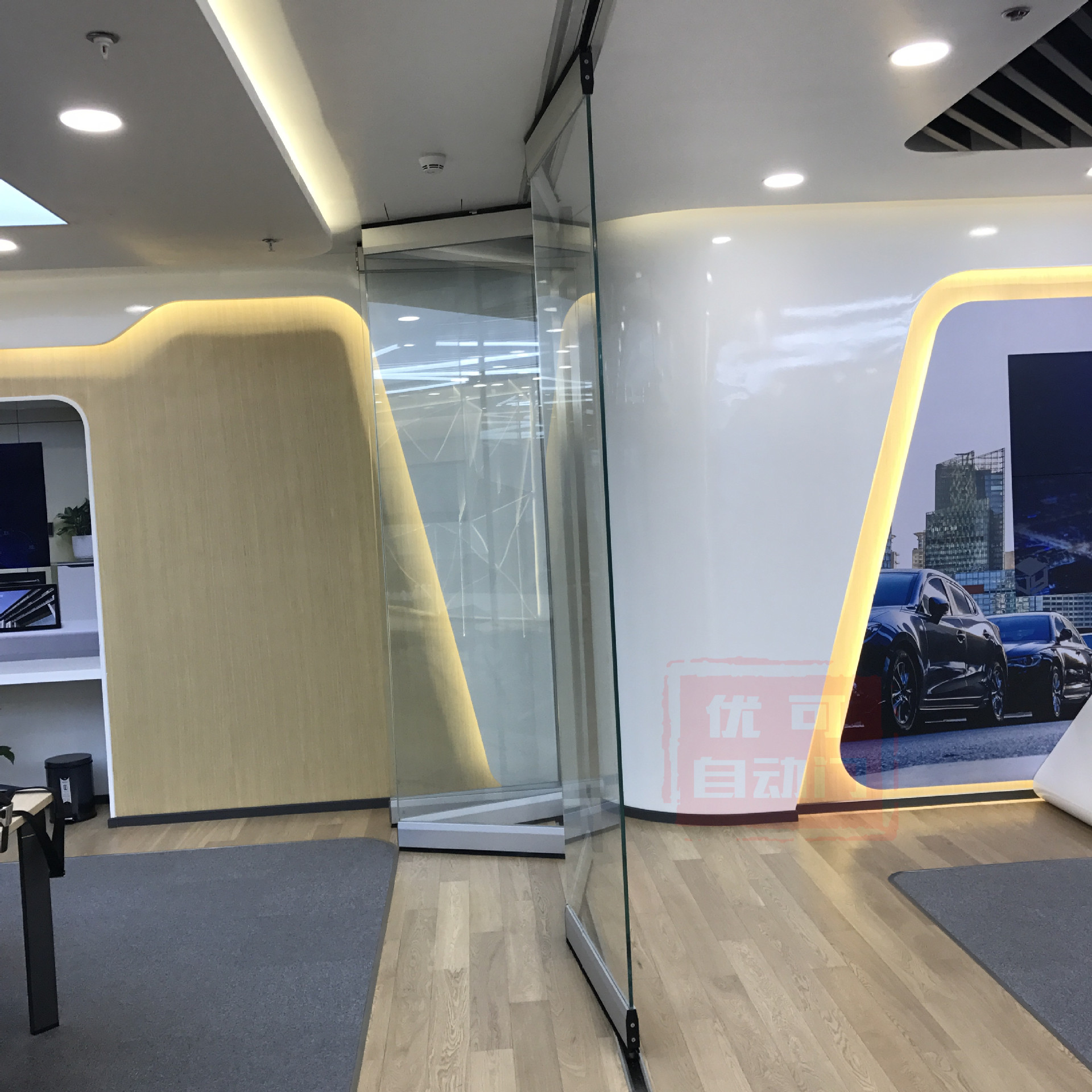 厂家直销防夹感应自动无框玻璃折叠门 会议室折叠玻璃门支持订做