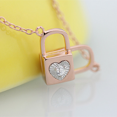 s925纯银锁骨链 一生锁爱抖音同款爱心锁项链 可旋转多种戴法吊坠