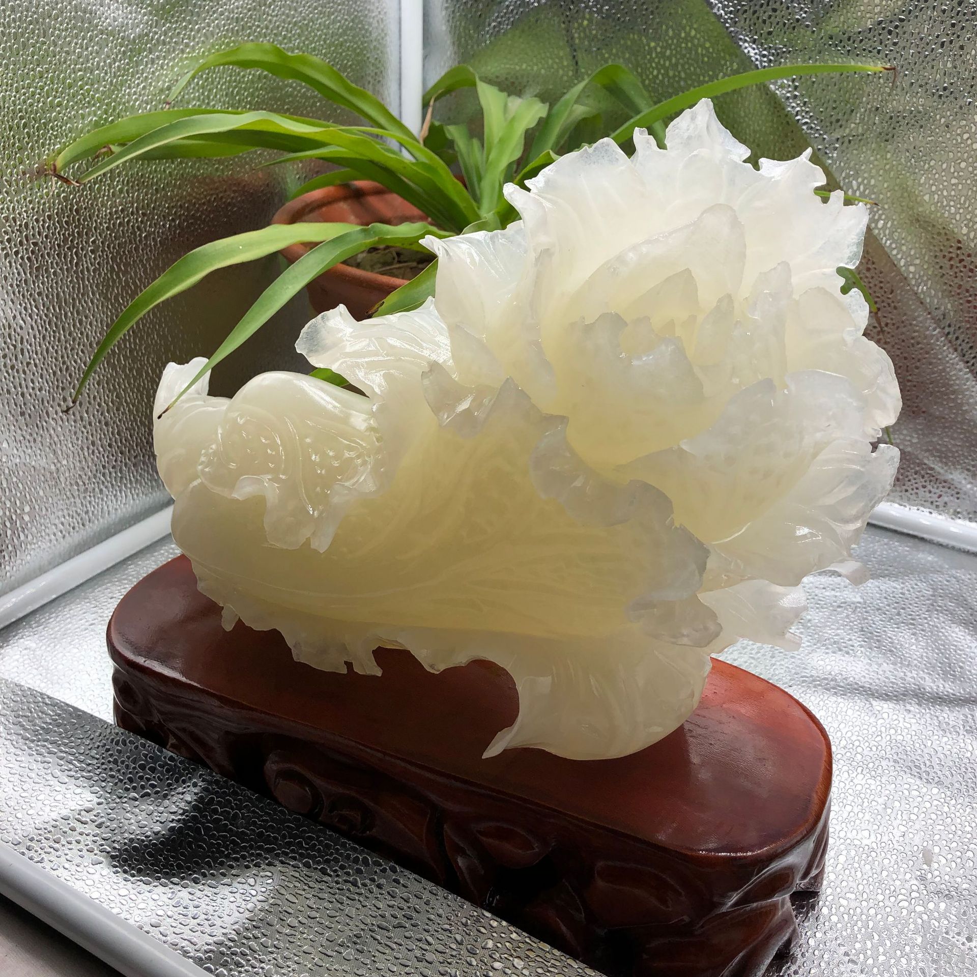 玉石阿富汗青白玉蚕丝玉白菜摆件家居摆设开业送礼