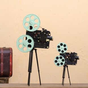 手工做旧铁艺复古放映机模型影楼道具酒吧橱窗客厅摆件家居饰品