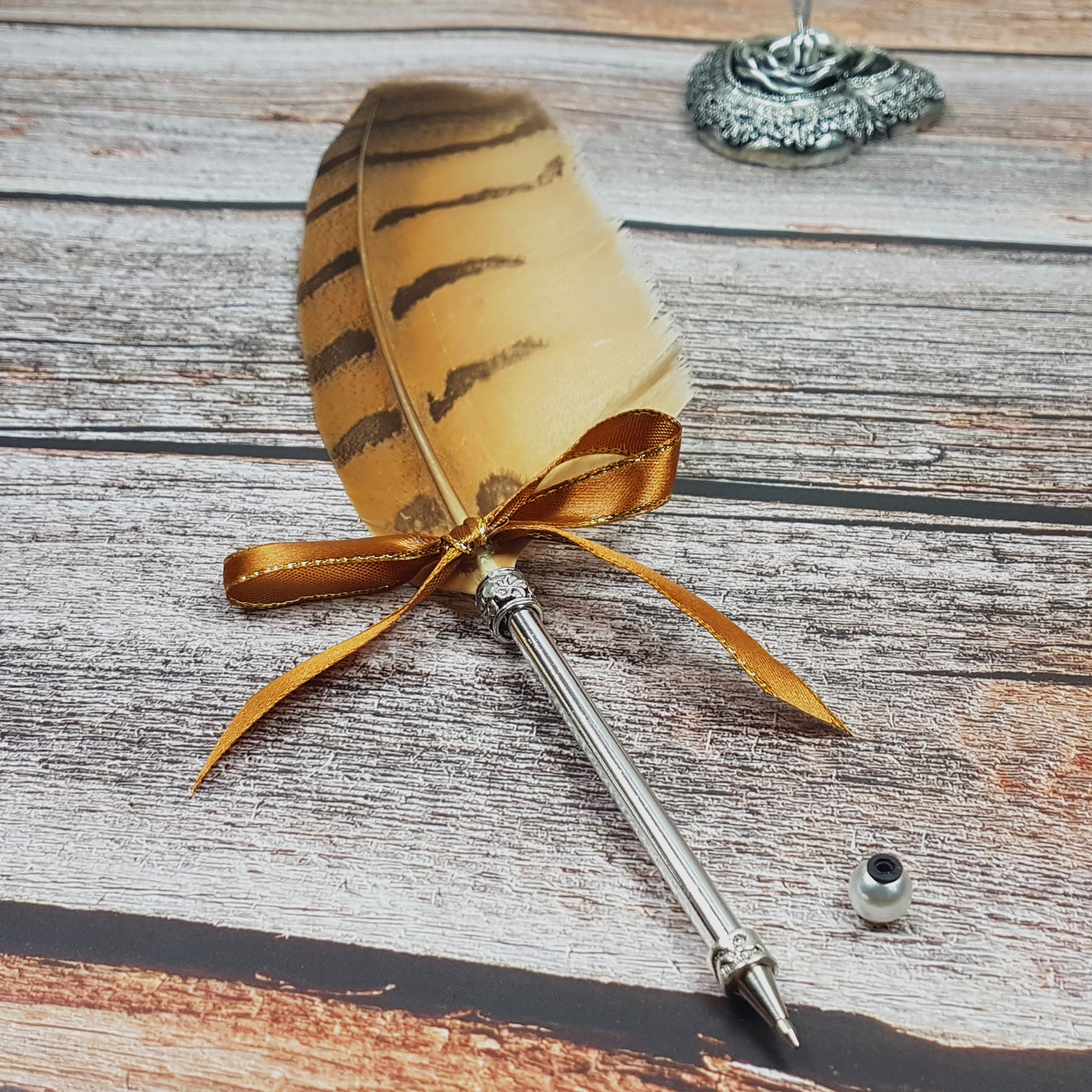 猫头鹰羽圆珠笔 哈利波特羽毛圆珠笔 创意学生书写用笔天然羽毛笔