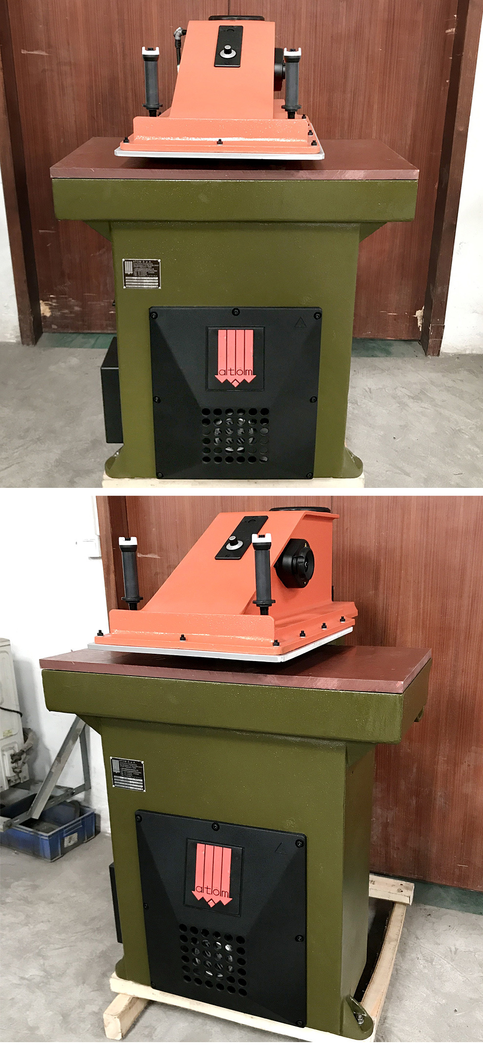 二手进口翻新意大利阿通atomvs925l液压摇臂皮料裁断机皮料加工设