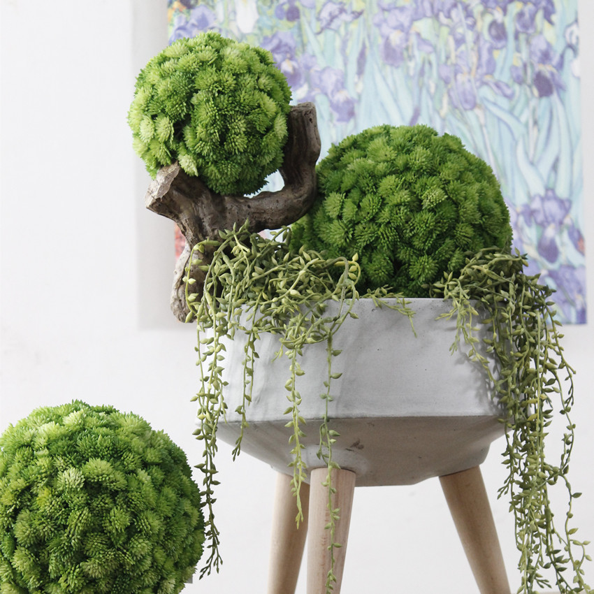 仿真花花球 多肉绿植圆球 软胶大小绣球 家居装饰 人造多肉植物