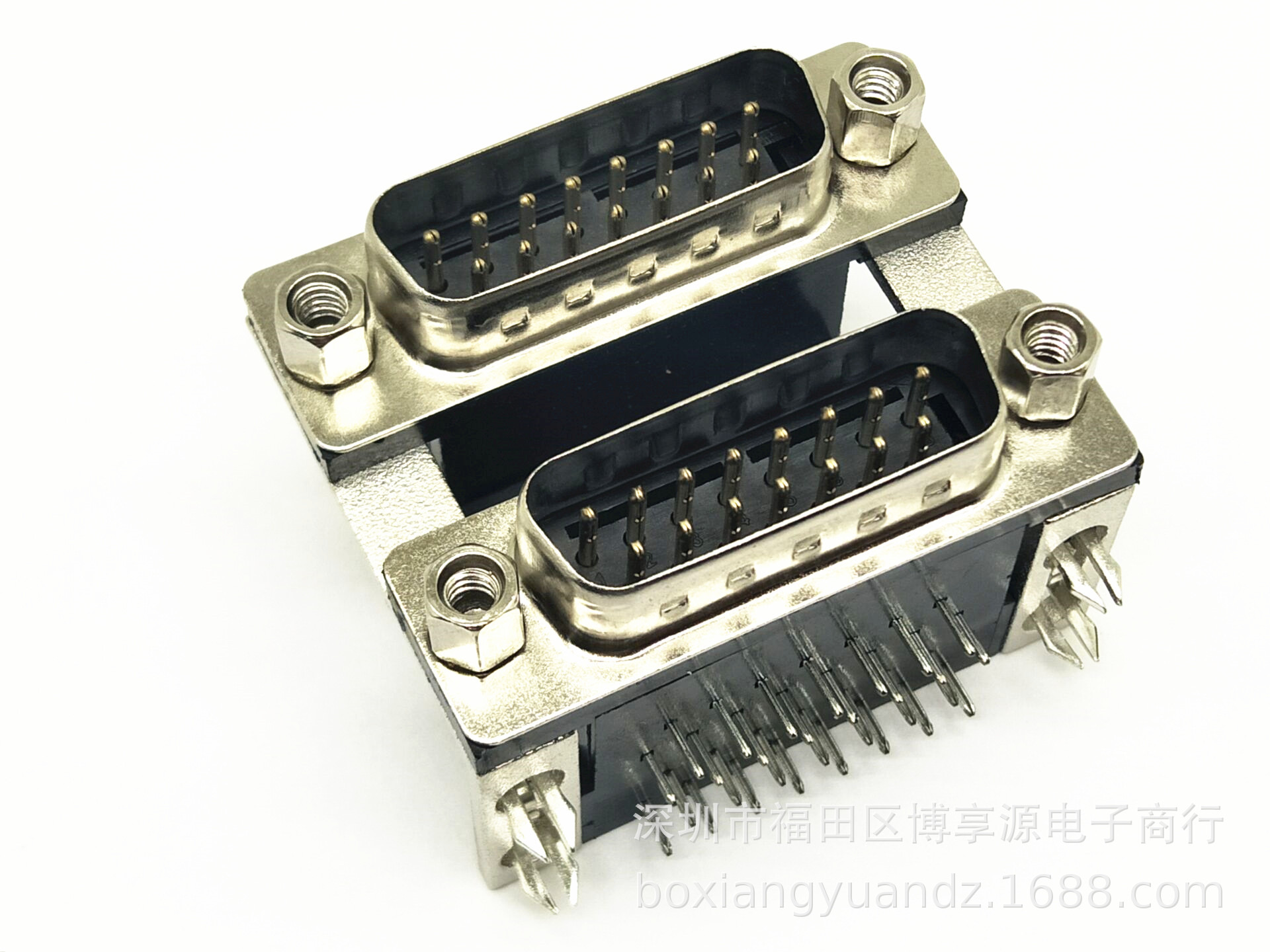 dr15公头 双胞胎 双层db15 公头对公头 弯针 90度 焊板插板19.05m