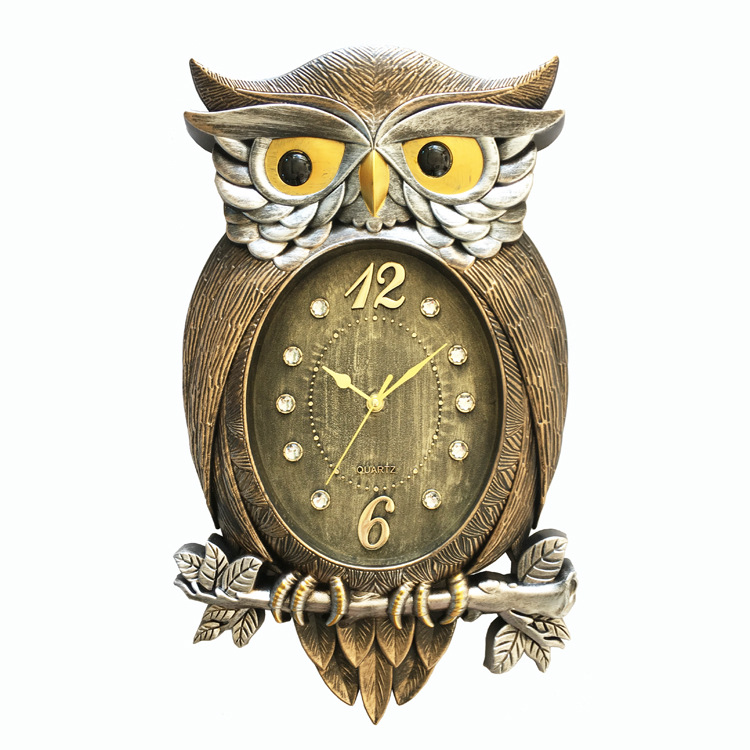 创意卡通猫头鹰塑料挂钟客厅卧室儿童房新雅达ne-s2896厂家直销