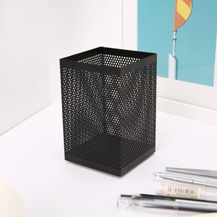 晨光文具 时尚简约金属铁笔筒 98401桌面收纳筒方形笔筒网状笔筒