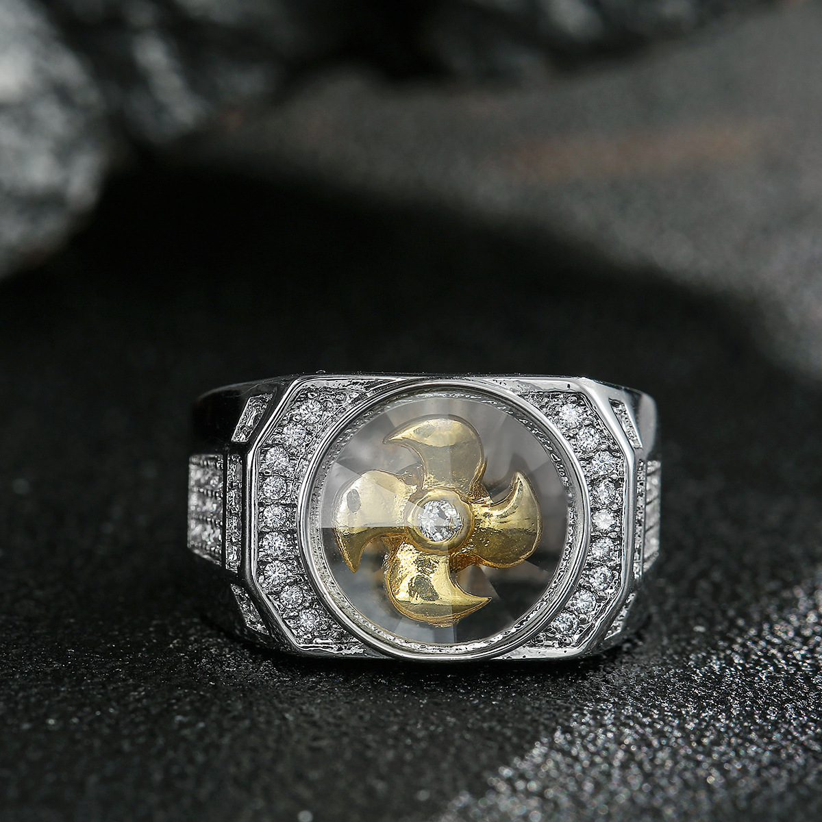 时来运转白金男戒指 东南亚泰国热销首饰批发 厂家时尚饰品大男戒