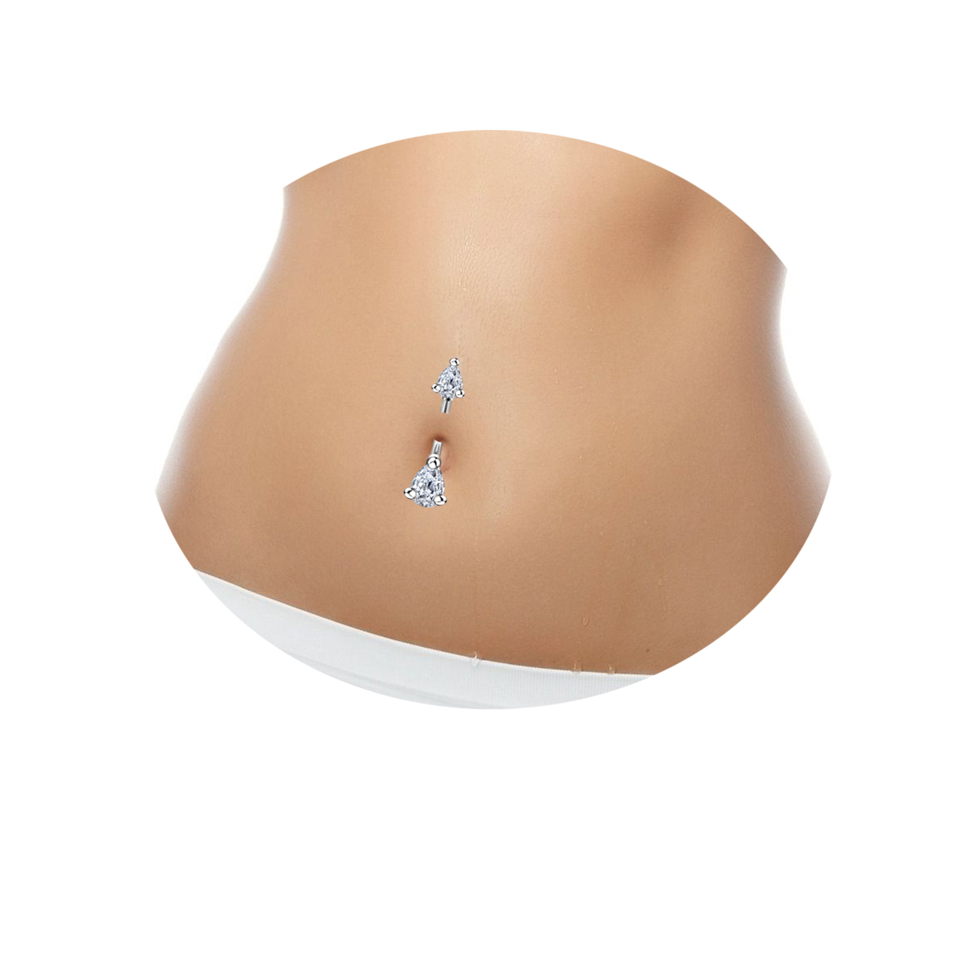 厂家直销短款水滴锆石肚脐钉 跨境新品人体穿刺cz肚脐环