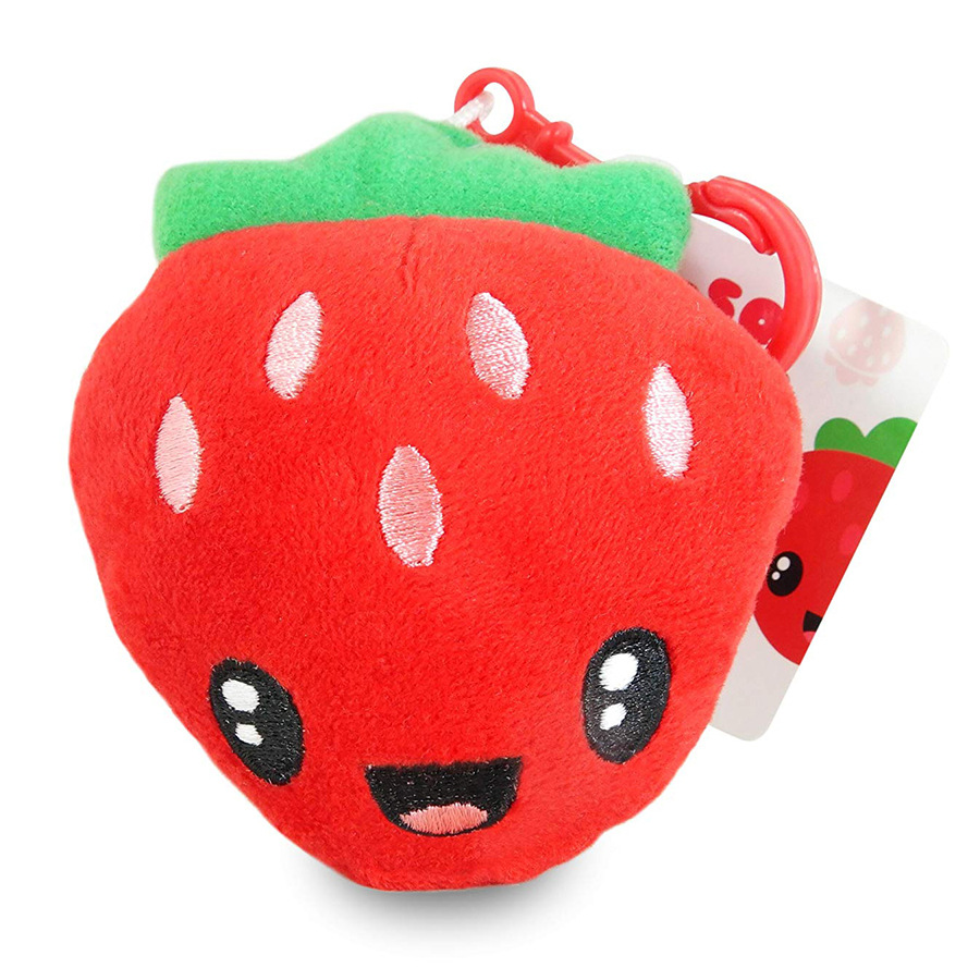 a185红色卡通水果草莓毛绒玩具 水果毛绒草莓包包钥匙扣挂饰