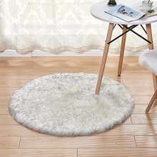 仿羊毛地毯圆形晴纶长毛床边脚垫冬季新款不掉毛梳妆台白色地毯