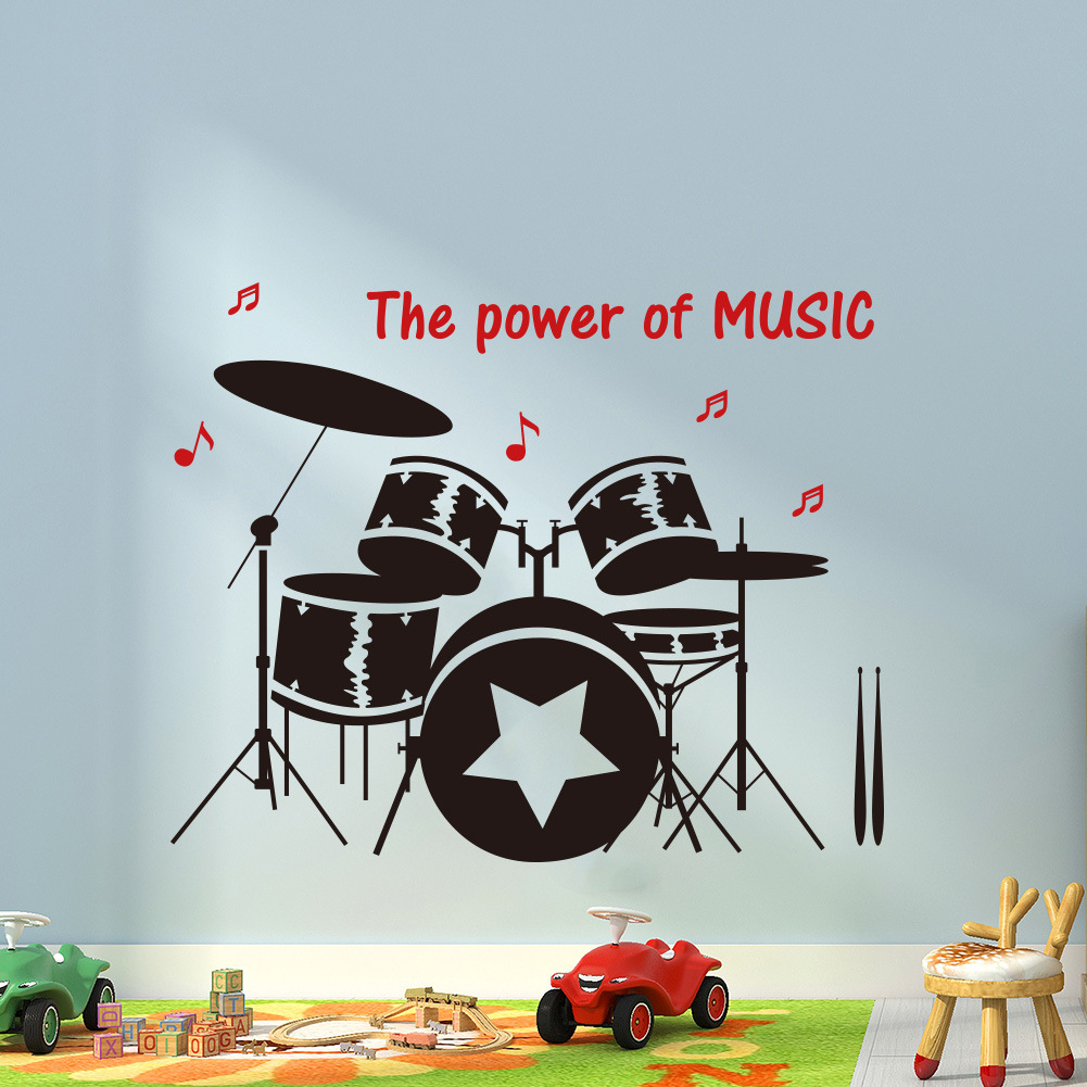 创意架子鼓乐队精雕墙贴壁纸乐队酒吧背景装饰贴vinyl可移除yw415