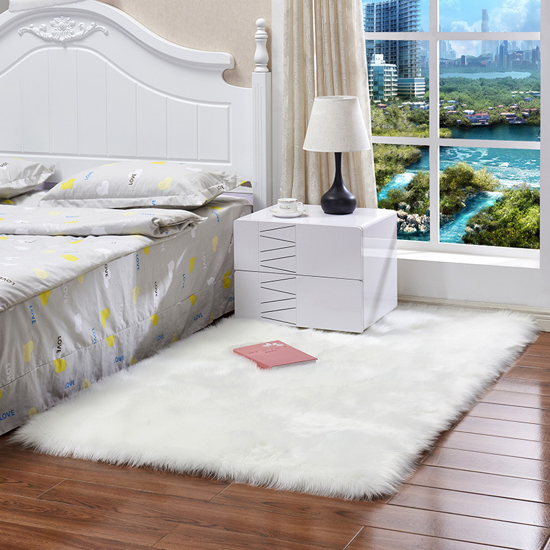 Cross-Border Modern Minimalist Wool-like Carpet Bedroom Bedside Mats Household Long Wool Carpet Living Room Coffee Table Machine Washable